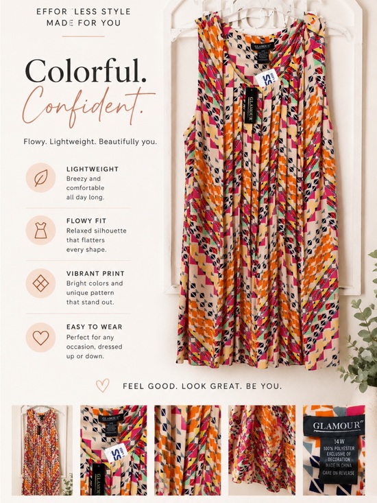 Glamour Dresses & Skirts - Glamour size 14/14w geometric sleeveless mid calf